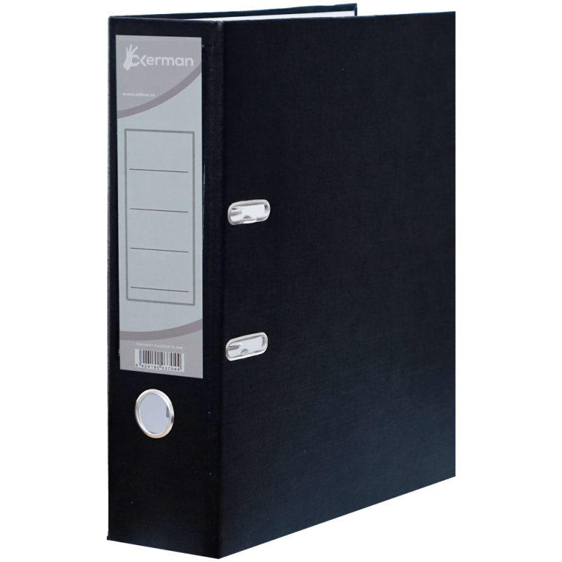 Biblioraft carton plastifiat negru 75 mm A4 pentru arhivare Okerman