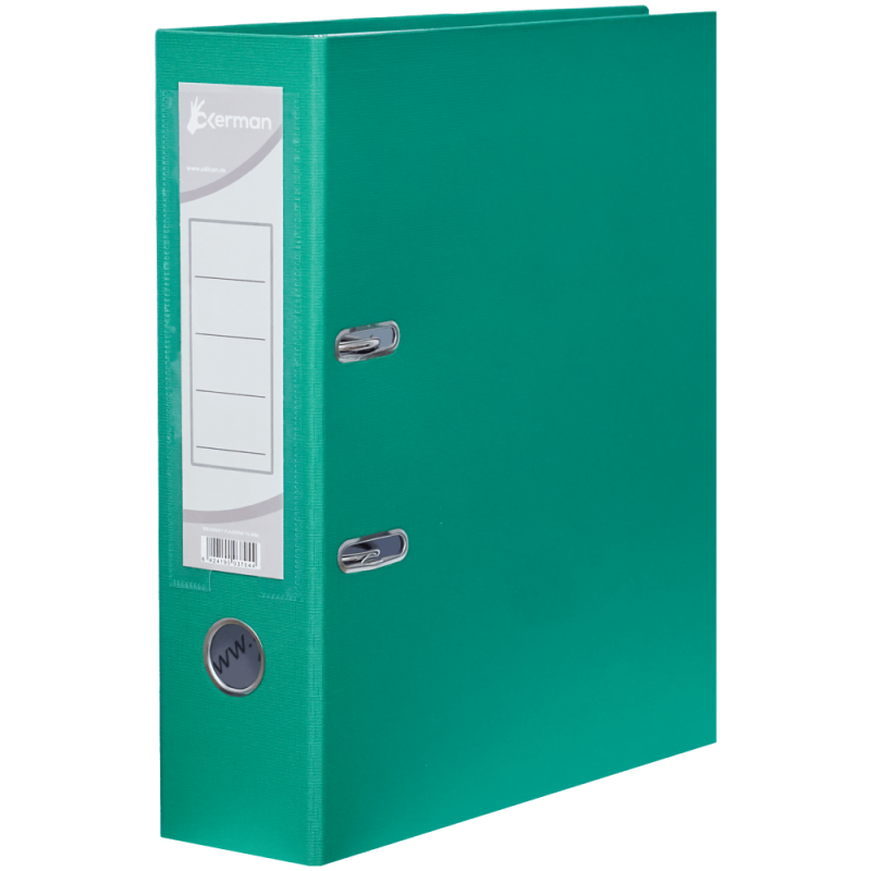 Biblioraft carton plastifiat verde 75 mm A4 pentru arhivare Okerman