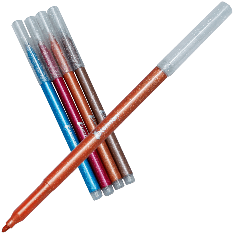 Set 4 carioci cu sclipici colorate pentru desen si decor, Okerman
