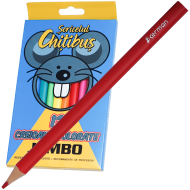 Creioane colorate Jumbo 12 buc preascutite pentru copii, Soricelul Chitibus