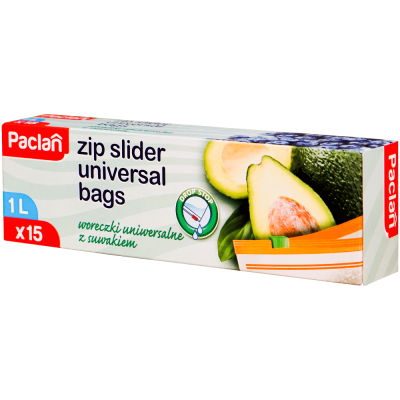 Pungi cu zip, pentru congelator, 1 litru, Paclan, 15 buc/cut