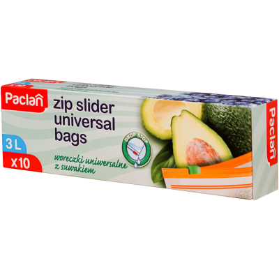 Pungi cu zip, pentru congelator, 3 litri, Paclan, 10 buc/cut