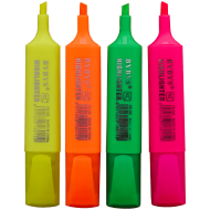 Set 4 textmarkere fluorescente cu varf tesit, Bybys