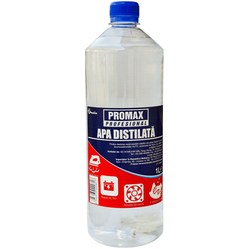 Apa distilata pentru fier de calcat si baterii auto 1 litru Promax