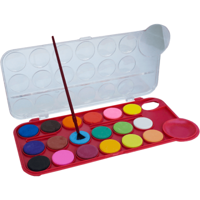 Set de acuarele 18 culori cu pigment si cu o pensula din plastic, 24.5x8.5 CM