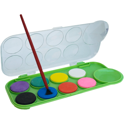 Set de acuarele 8 culori cu pigment si cu o pensula din plastic, 18.2x8.5 CM