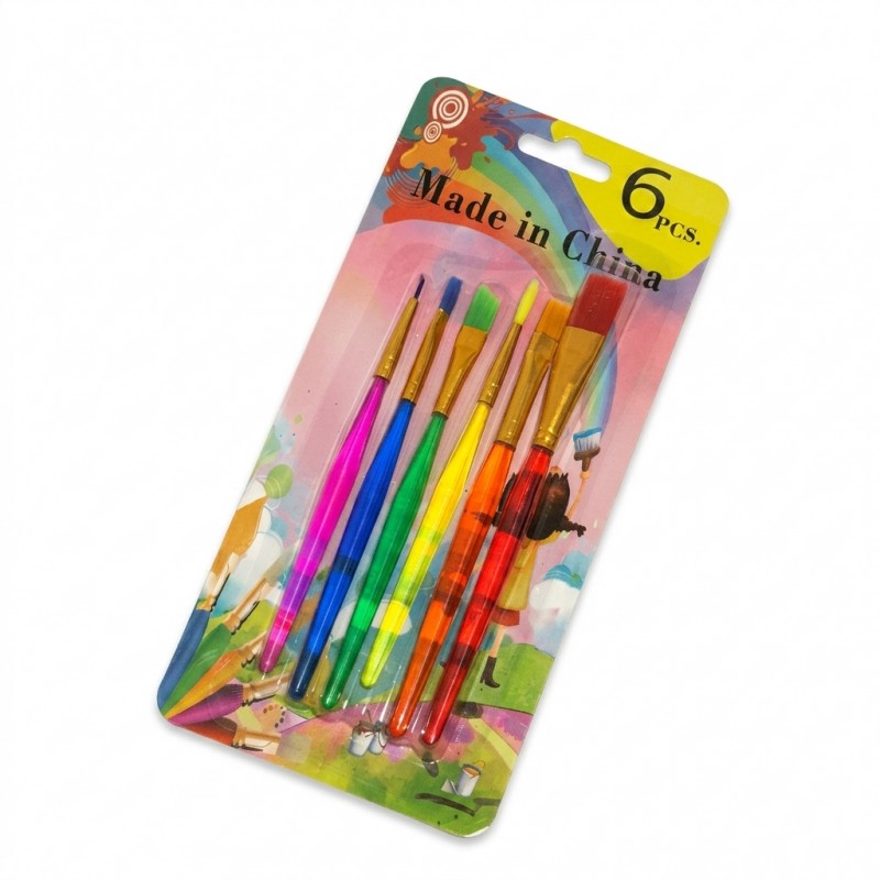 Set 6 pensule pictura copii acuarele tempera fire sintetice scoala Adison