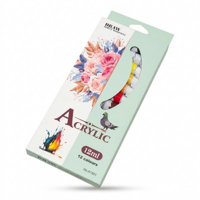 Set acuarele acrilice tuburi 12 culori 12 ml pictura tablouri panza Adison