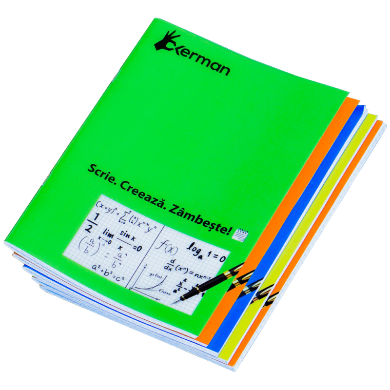 Caiet scolar cu coperta din plastic flexibil A5 48 file matematica, Okerman 5 buc
