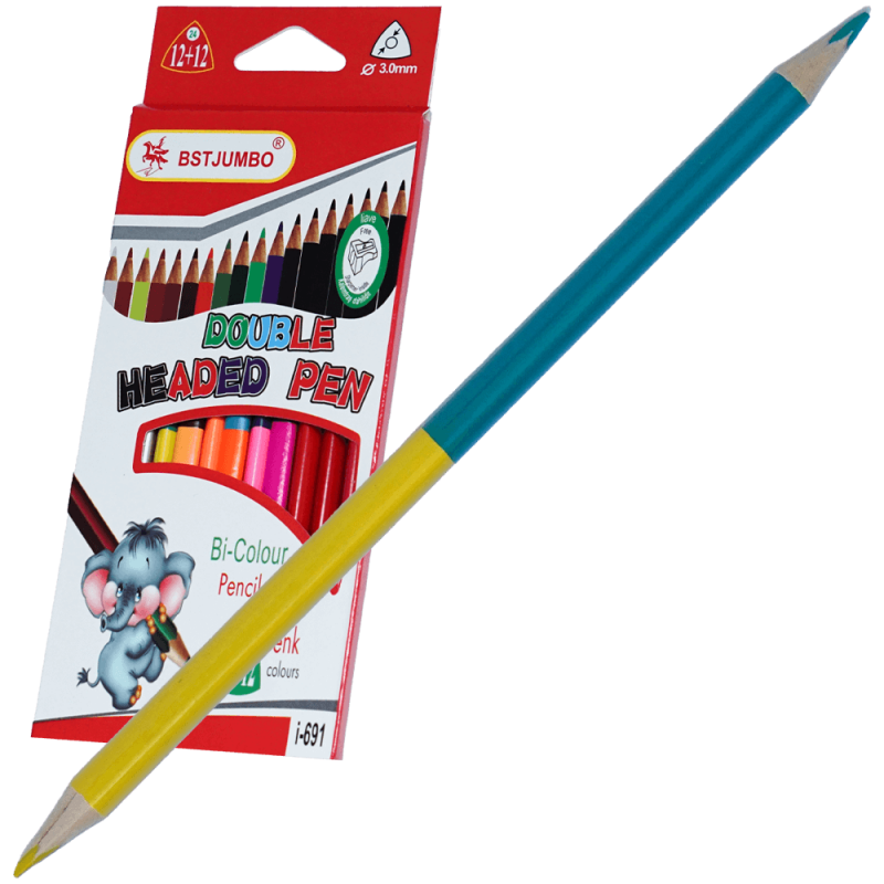Creioane colorate bicolore triunghiulare 12 buc 24 culori, Adison