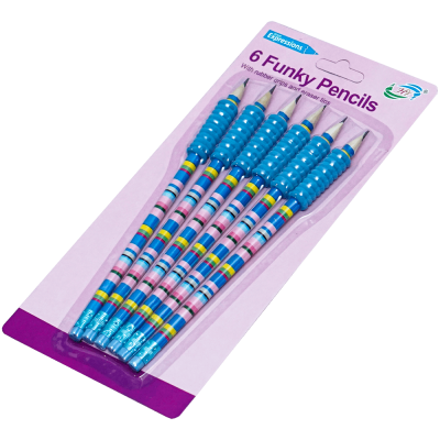 Set 6 creioane grafit ascutite cu radiera si grip colorat, Adison