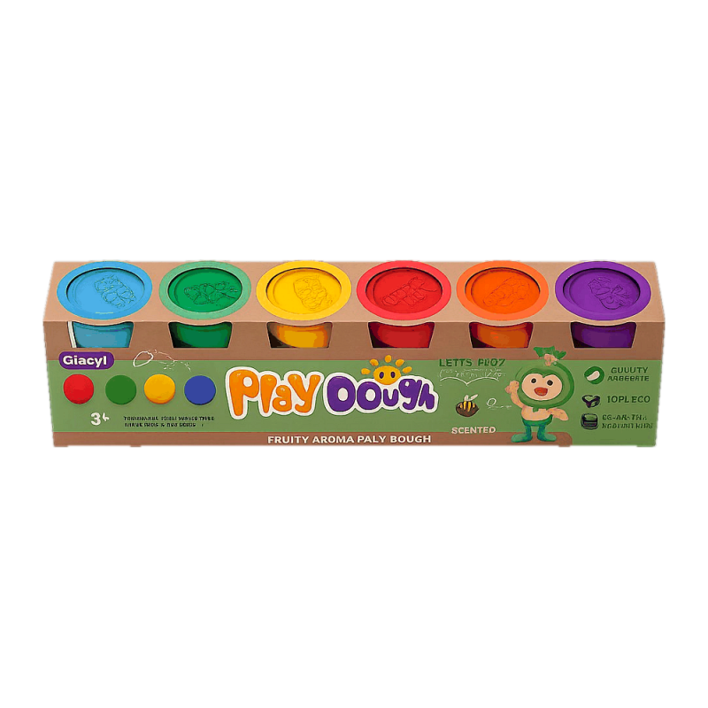 Plastilina copii 3+ ani set 6 borcanele 675 g parfumata non-toxica Qiaoyi