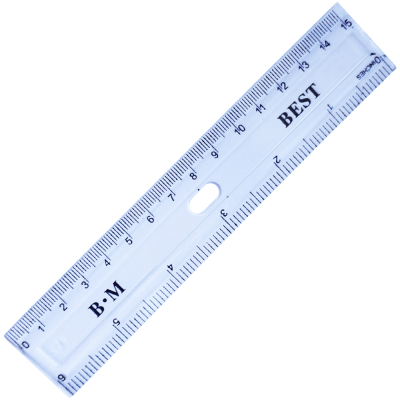Rigla gradata din plastic, transparenta, 15 CM