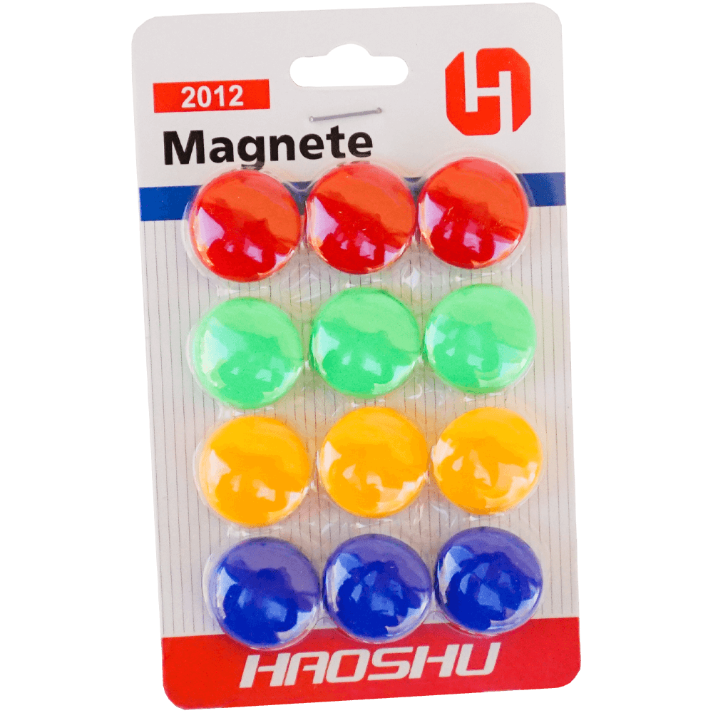 Set 12 magneti colorati pentru tabla magnetica, 4 culori, 20 MM