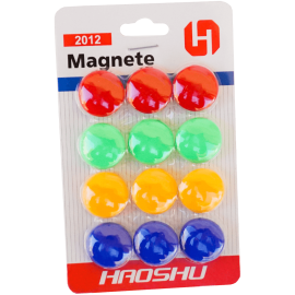 Set 12 magneti colorati pentru tabla magnetica, 4 culori, 20 MM