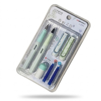 Set 2 stilouri friction școlare cu cerneală albastră model floral 6399