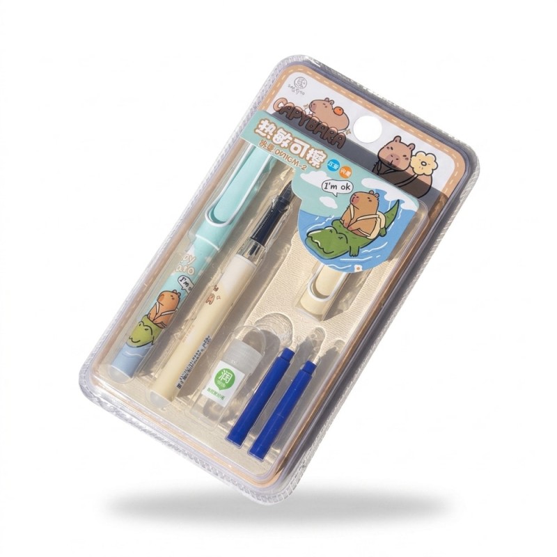 Set 2 stilouri friction școlare cu cerneală albastră capybara 0911GM