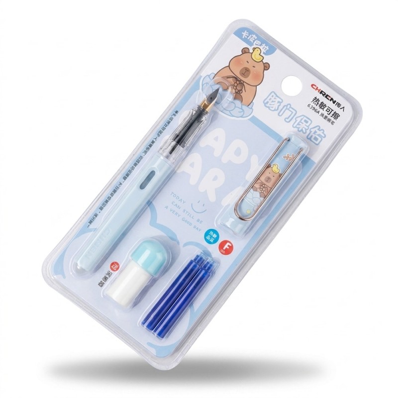 Stilou friction școlar peniță standard cerneală albastră capybara 6396A