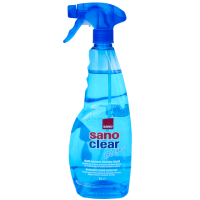 Detergent pentru curățat geamuri, cu pulverizator, Sano Clear Blue Trigger, 1 litru