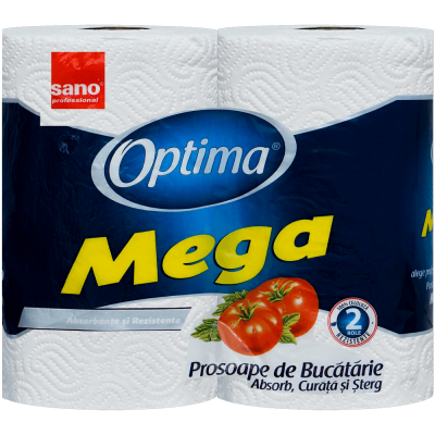 Prosop bucătărie 2 straturi Sano Optima Mega 2 role