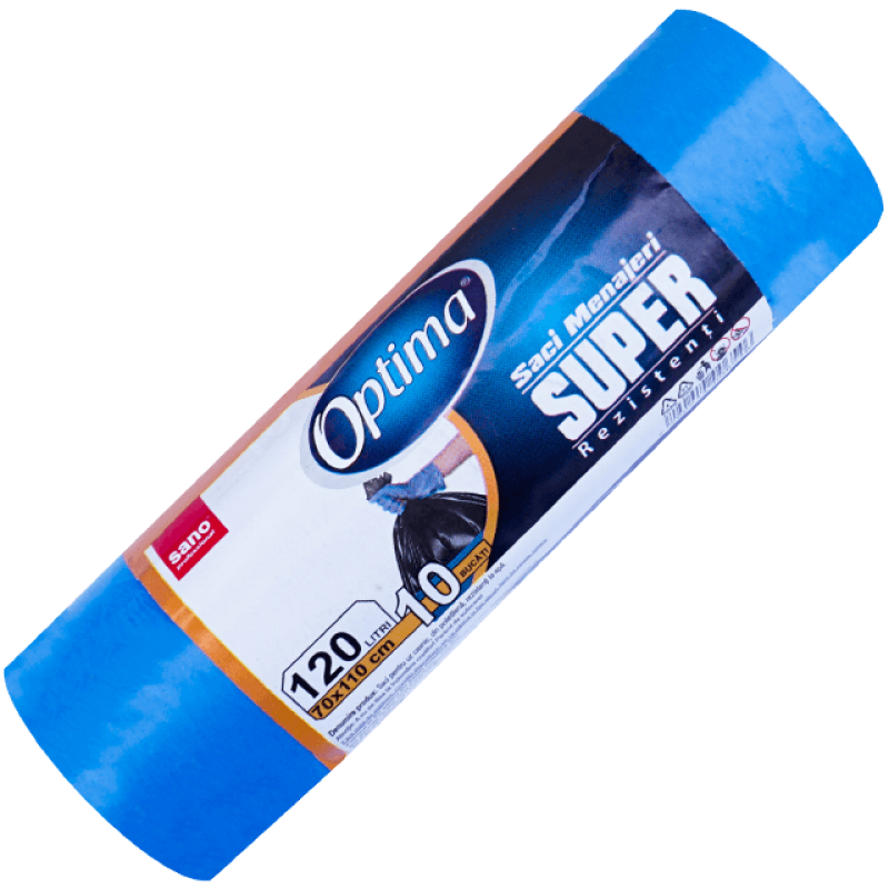 Saci menajeri Sano Optima Super, 120 L, albaștri, 10 buc 