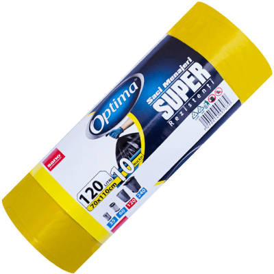 Saci menajeri Sano Optima Super, 120 L, galbeni, 10 buc 