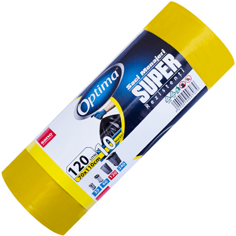 Saci menajeri Sano Optima Super, 120 L, galbeni, 10 buc 