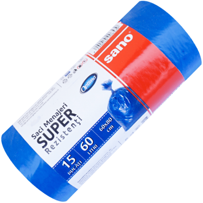 Saci menajeri Sano Optima Super, 60 L, albaștri, 15 buc
