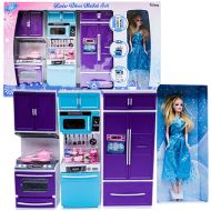 Set Papusa cu bucatarie din 3 corpuri cu accesorii  