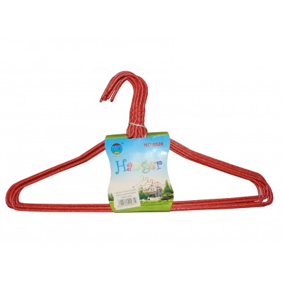 Set 10 umerase rosii din metal cu invelis de plastic pentru haine