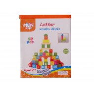 Set constructie 50 cuburi din lemn pentru copii