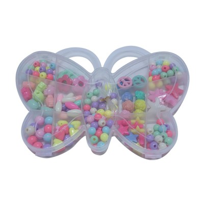 Margele din plastic multicolore mixte in cutie fluture