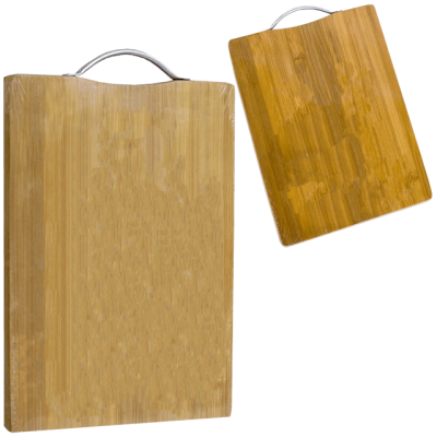 Tocator de bucatarie din bambus cu maner metalic 20 x 30 cm