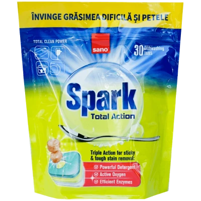 Detergent vase pastile 30 tablete Spark Total Action Sano