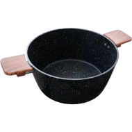 Oala de granit, antiaderenta, cu manere din lemn, fara capac, 24 CM