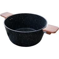 Oala de granit, antiaderenta, cu manere din lemn, fara capac, 26 CM