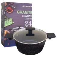 Oala granit 24 cm cu capac din sticla, Synmore