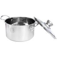 Oala inox 26 cm 7L cu capac sticla termorezistent Adison