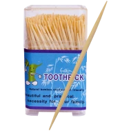Set 400 de scobitori din bambus, in recipient de plastic, 6.2 CM