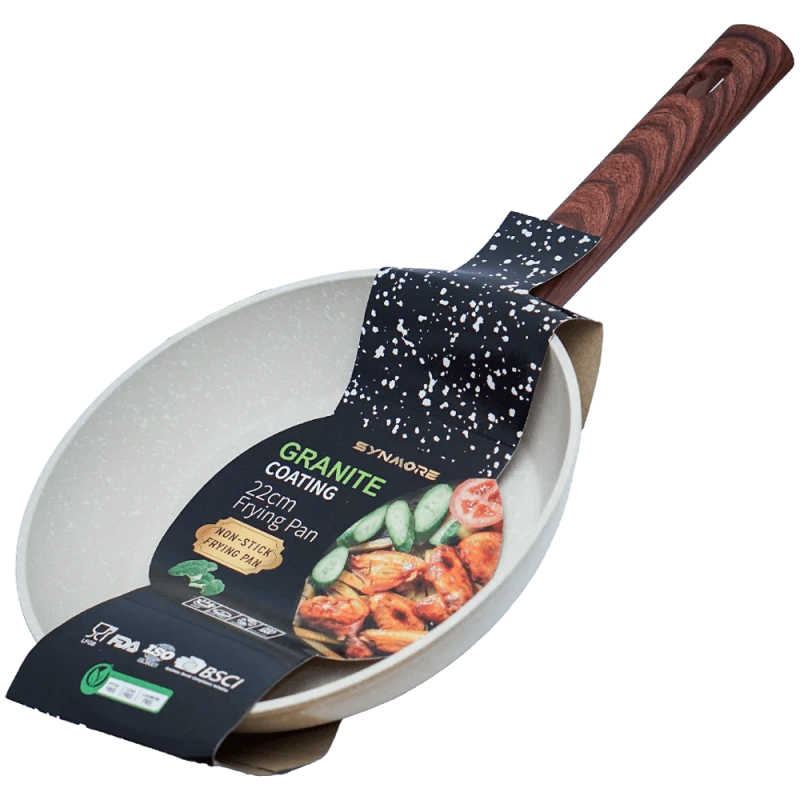 Tigaie granit 22 cm antiaderenta crem fara capac Synmore