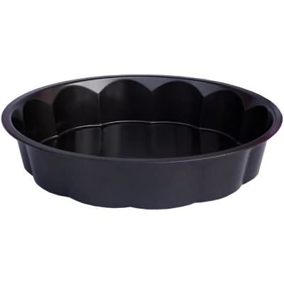 Tava de copt metalica, rotunda, pentru cuptor, neagra, 28.2 CM