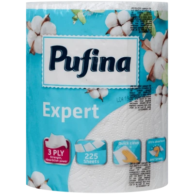 Prosop de hartie rulou 3 straturi 50 m, 225 foi, Pufina Expert