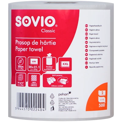 Prosop hartie cu derulare centrala Sovio 500 foi 100 m