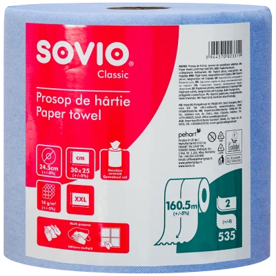 Rola prosop albastra, 2 straturi 535 foi Sovio 160.5 m