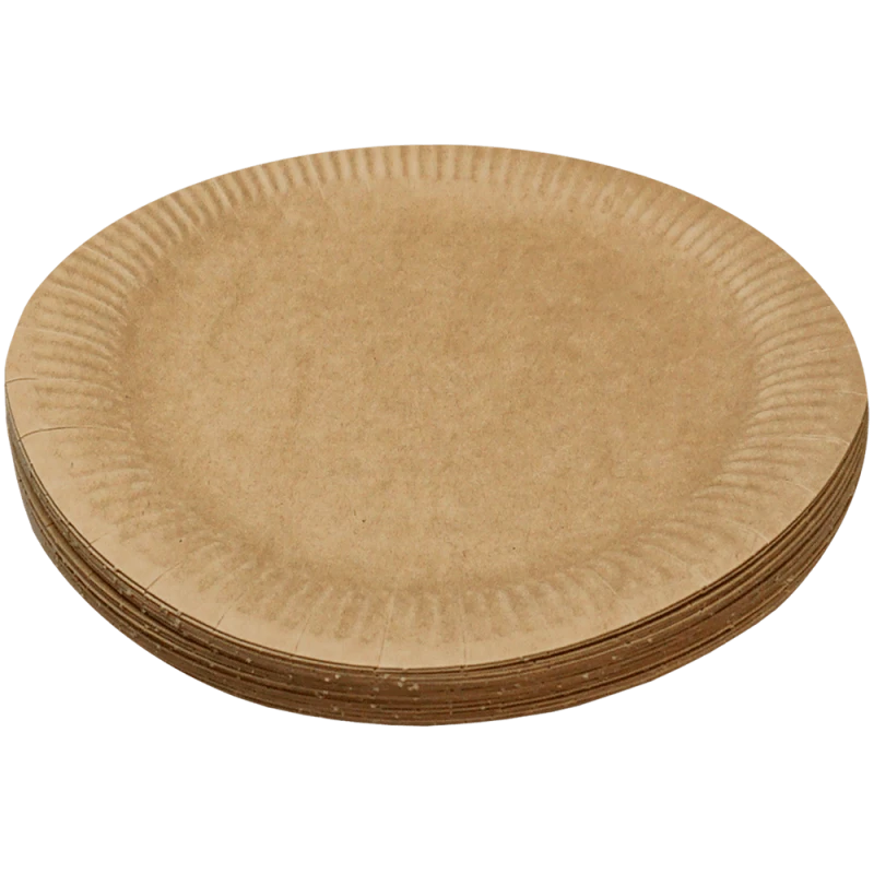 Set 25 farfurii de unica folosinta, din carton, kraft, 22 CM