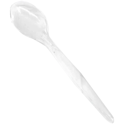 Set de 50 lingurite reutilizabile, transparente, din plastic, pentru desert, 14 CM