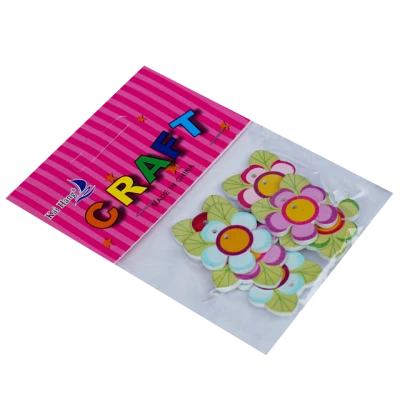 Accesorii pentru craft - flori din lemn, multicolore, 8 buc*12 pungute/set