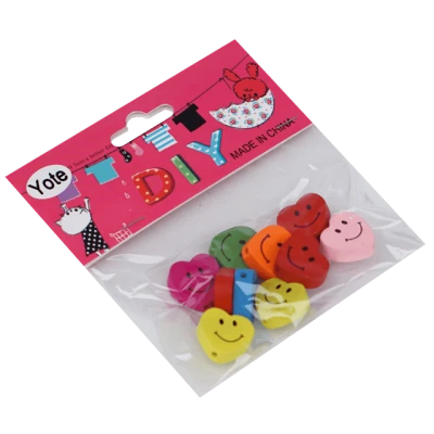 Accesorii pentru craft - inimioare din lemn, color, 10 buc*12 pungute/set