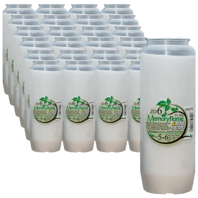 Set 24 candele albe cu ulei 6 zile pentru cimitir ZO6 Memoryflame 380 g Zniczplast