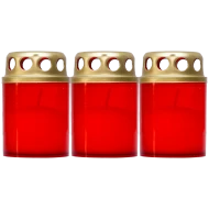 Set 3 candele rosii 12 ore cu capac metalic Adison